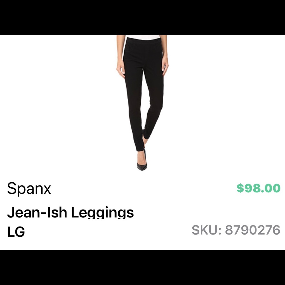 Spanx Jean leggings with a hole in the knee.
